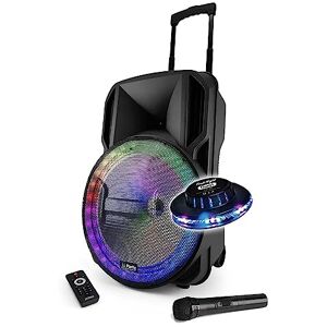 Party Sound & Light Enceinte sono DJ PARTY KARAOKE 800W Batterie Disco Mobile 12" à LED RGB USB/MICRO SD/Bluetooth/RADIO FM + Micro VHF + OVNI - Publicité