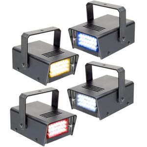 BeamZ Set de 4 Mini Stroboscopes LED, DJ Light Effect, Jeu de Lumières, Plafond/Mur, Ambiance Discothèque, Vitesse Réglable, Programmes Automatiques, Haute Intensité, Faible Consommation - Publicité