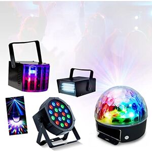 Party PACK DE 4 JEUX DE LUMIERE Dj DERBY STROBOSCOPE PROJECTEUR ASTRO BAR CLUB DISCO SOIREE PA SONO ANNIVERSAIRE CADEAUX - Publicité