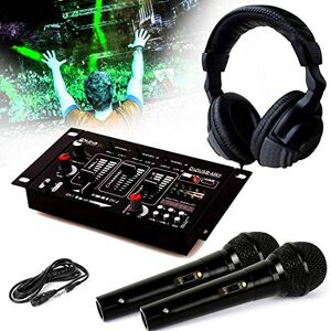 Ibiza Casque DJ Sono + table de mixage DJ21-USB-MKII  Sound + 2 Micros Dynamiques Noir - Publicité