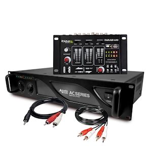 Amplificateur sono - AUDIOCLUB AC2000 - 2 x 1000W + Table de mixage Ibiza Sound DJ21 4 voies USB - Câble RCA + PC - Publicité