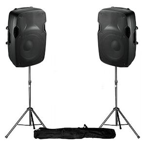 Ibiza Sound ENCEINTES Dj SONO ACTIVE 15"/38cm - 1200W + Pieds - Publicité