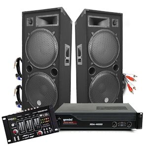 Set SONORISATION DJ CLUB LSC215 Boomers 38cm + Amplificateur Gemini 4000W avec Table de mixage Ibiza + Câblages - Publicité