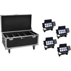 EUROLITE Set 4x AKKU Multiflood IP 8x10W RGBW Wash CRMX + Boîtier avec fonction de chargement - Kits complets - Publicité