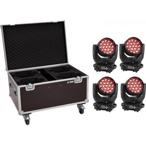 EUROLITE Set 4x LED TMH-X4 Moving-Head Wash Zoom + Case - Kits - Publicité