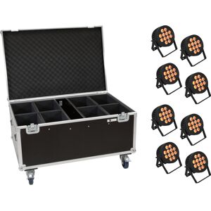 EUROLITE Set 8x LED IP PAR 12x8W QCL Spot + Mallette avec roulettes - Kits - Publicité