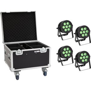 EUROLITE Set 4x LED IP PAR 7x9W SCL Spot + Mallette avec roulettes - Kits