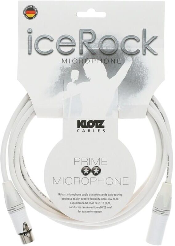 Klotz Irfm0750 Mik.Kabel Prime Icerock Hvit Xlr/xlr 7,5m