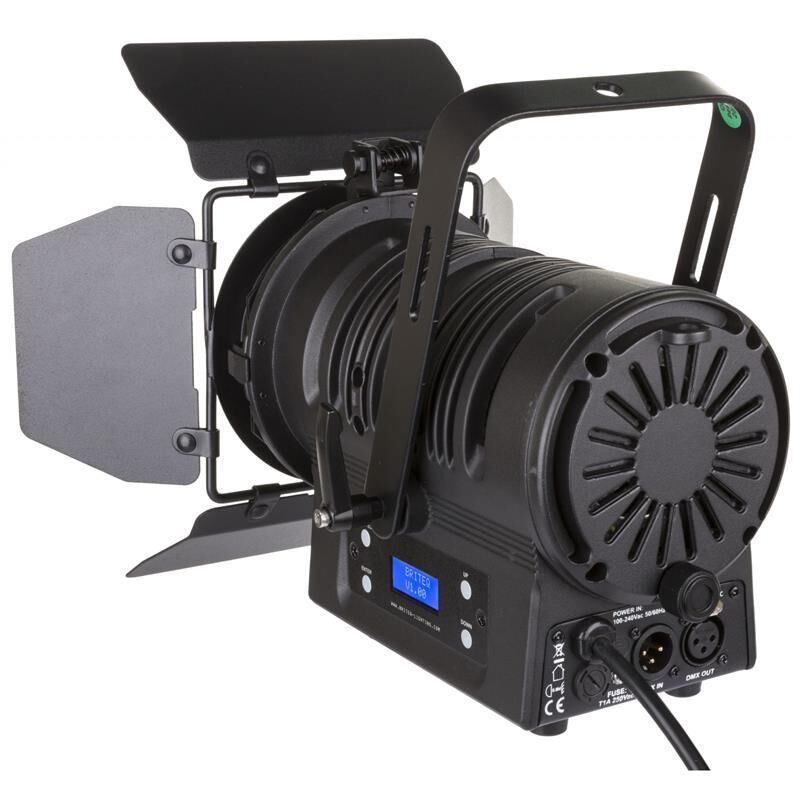 Briteq Cob Fresnell, 50w Sort, Dmx, 3200k, Manuell 10°- 50° Zoom