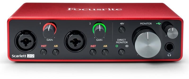 Focusrite Scarlett 2i2 Gen. 3 Usb-Lydkort, 2 Inn/2 Ut