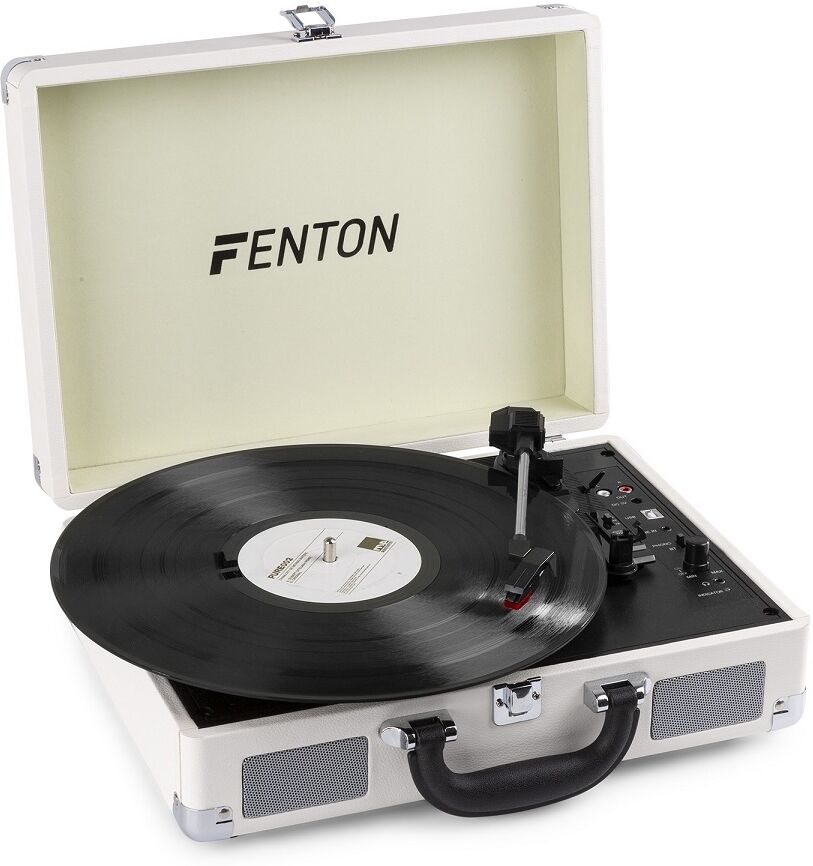 Fenton Gira Discos 33/45 Rpm C/ Colunas Em Mala Transporte Branco (rp115) - Fenton