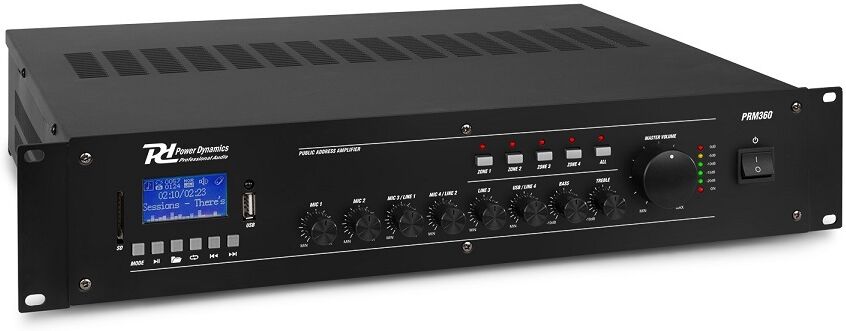 Power Dynamics Amplificador 360w Rms (100v) 6 Canais 4 Zonas C/ Mp3/usb/bluetooth (prm360) - Power Dynamics