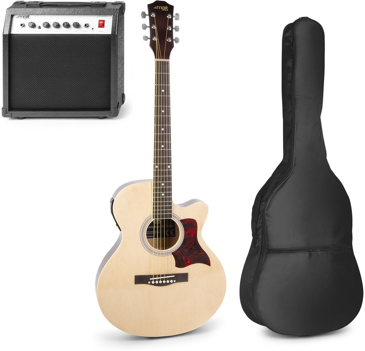 Max Pack Showkit Guitarra Acústica + Amplificador 40w + Acessórios (madeira) - Max