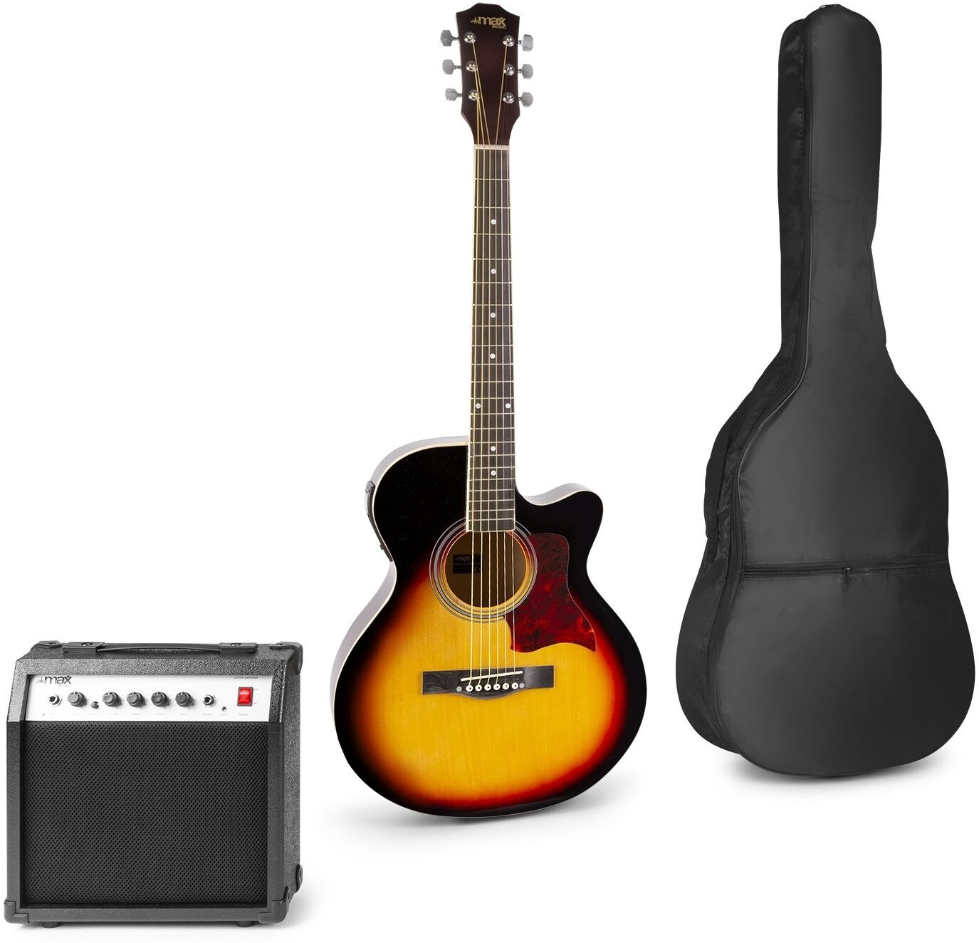 Max Pack Showkit Guitarra Acústica + Amplificador 40w + Acessórios (castanho) - Max