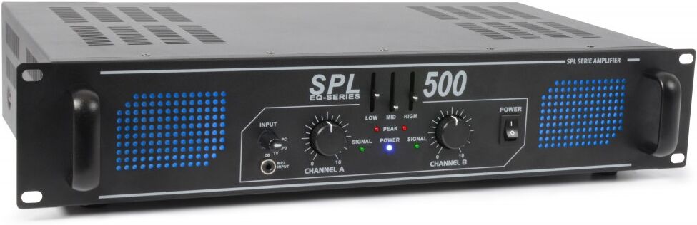 Spl Amplificador Pa 2x 250w 19" C/ Equalizador (spl500eq) Leds Azuis - Spl