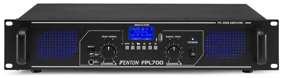 Fenton Amplificador Pa Digital 2x 350w 19" Mp3/usb/sd/bluetooth + Eq (fpl700) Leds Azuis - Fenton