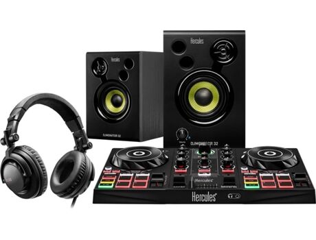 Hercules Kit Controlador DJ + Colunas Monitor + Auscultadores DJLearning Kit