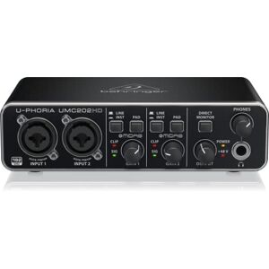 Music Tribe Behringer UMC202HD Audiophile 2x2, 24-Bit/192 kHz USB Audio Interface with Midas Mic Preamplifiers For Recording Microphones and Instruments