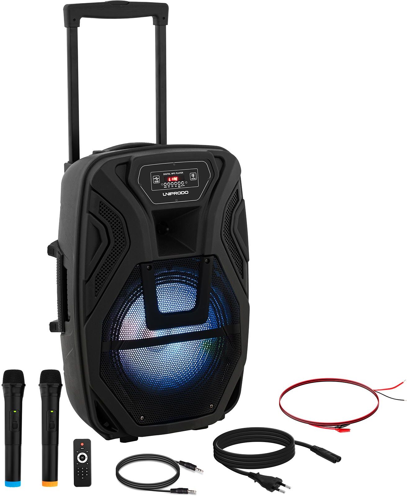 Uniprodo Portable PA System - 2 microphones - remote control - 40 W CON.PAS12-01