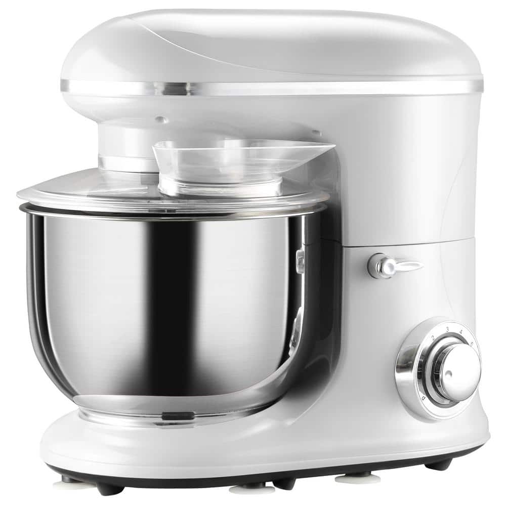 HOMCOM 6 qt. 6-Speed Silver Stainless Steel Stand Mixer with Dough Hook and Splash Guard