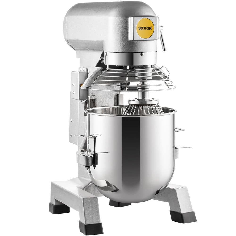 VEVOR Commercial Stand Mixer 10 qt. Dough Mixer Heavy Duty Silver Electric Food Mixer with 3-Speeds Adjustable 450 W
