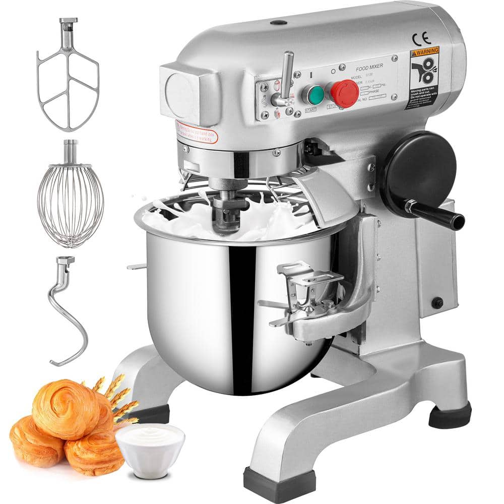 VEVOR 10 Qt. Kitchen Mixer Professional 3 Speeds Adjustable Commercial Food Mixer with Stainless Steel for Mixing Dough