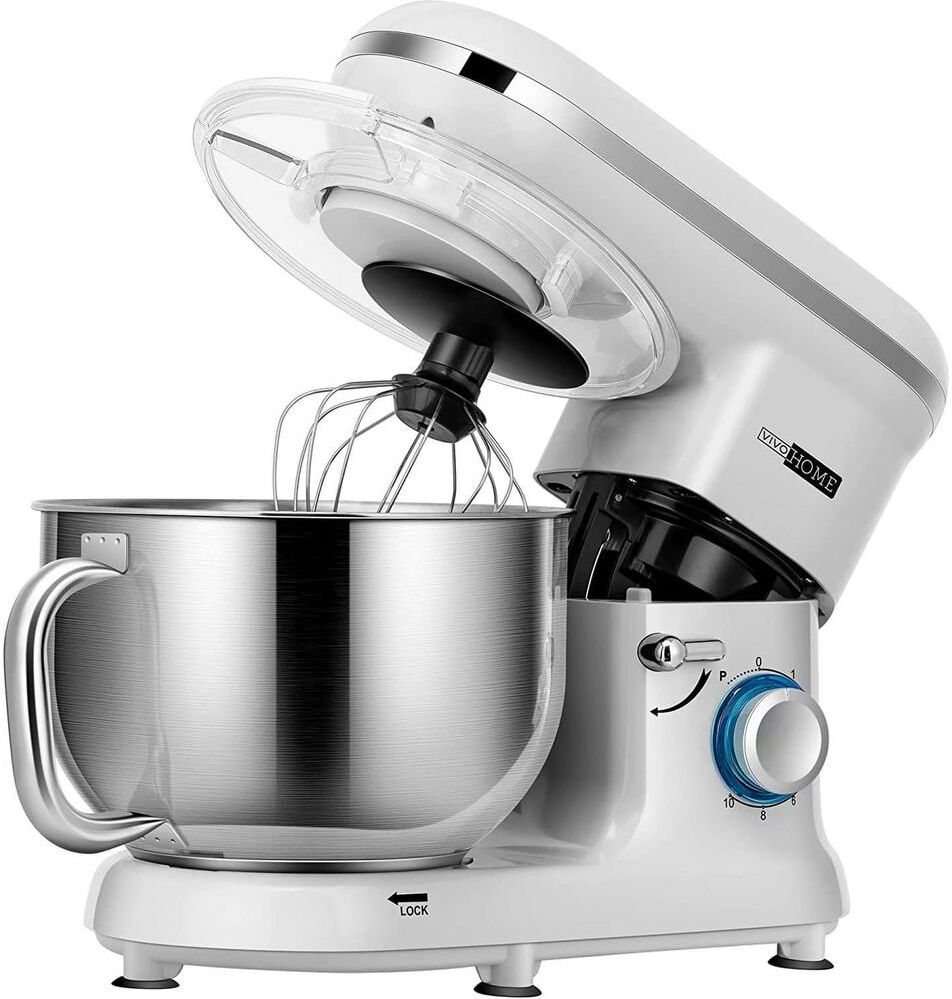 VIVOHOME 660-Watt 6 Qt. 10- speed Gray Tilt-Head Kitchen Stand Mixer with Beater, Dough Hook and Wire Whip