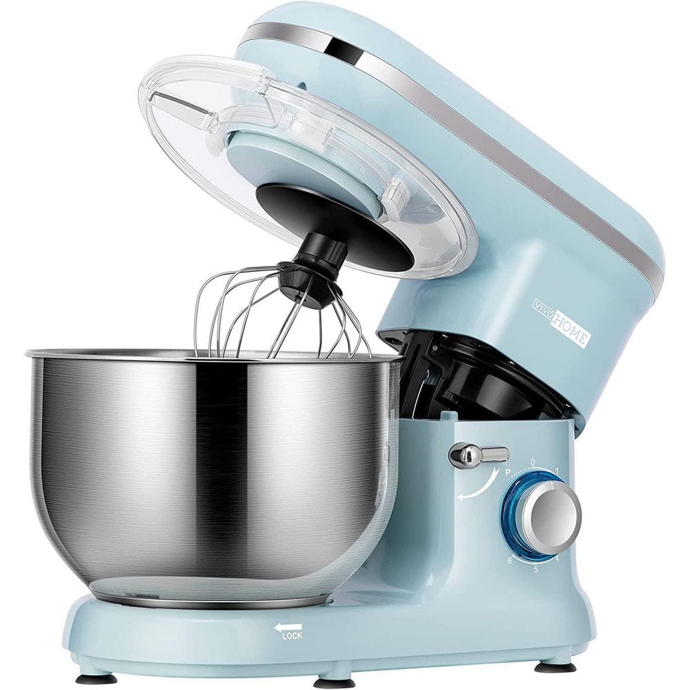 VIVOHOME 650-Watt 6 Qt. 6-Speed Blue Tilt-Head Kitchen Stand Mixer with Beater, Dough Hook and Wire Whip