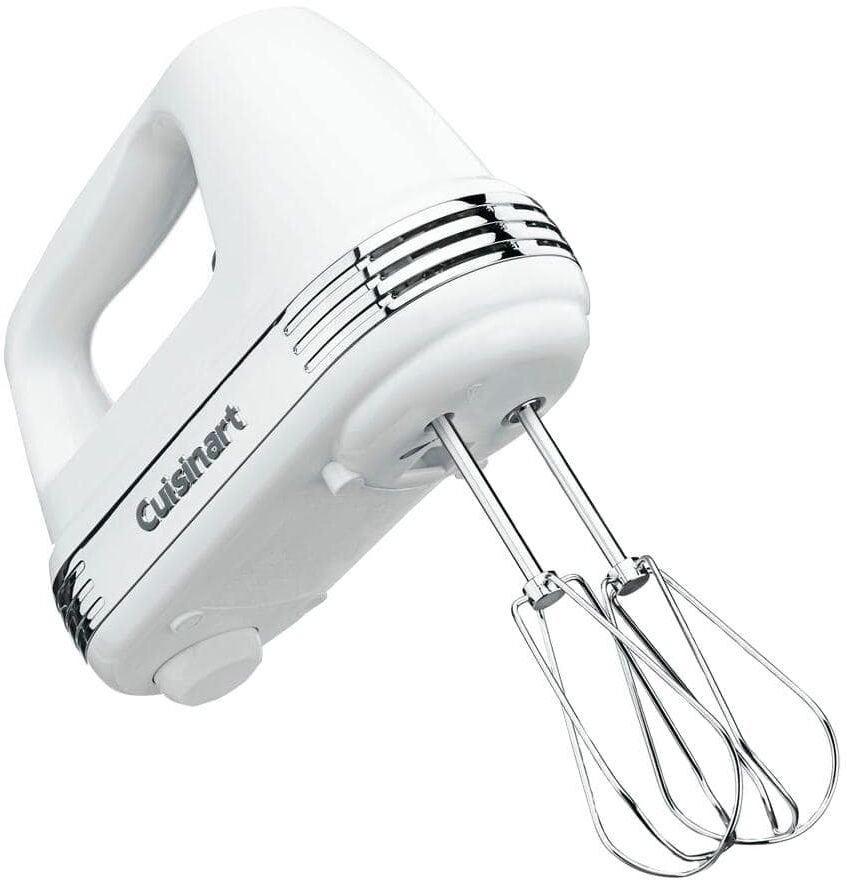 Cuisinart Power Advantage 9-Speed White Hand Mixer with Recipe Book and Beater, Whisk and Dough Hook Attachments