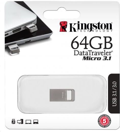 Kingston PENDRIVE KINGSTON MICRO DTMC3 64GB DATA TRAVELER IN METALLO 64 GB USB 3.1 - DTMC364GB Drive Flash USB Velocit USB 3.2 Gen 1