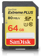 SanDisk EXTREME PLUS SDHC 64GB UHS-I 80 MB/S