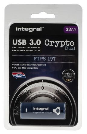 Integral Memory Memoria flash USB  32 GB AES-256 197 USB 3.0 0 → +70°C, INFD32GCRYDL3.0197