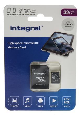 Integral Memory Micro SD  Class 10, UHS-1 U1 MicroSDXC, INMSDH32G-100V10