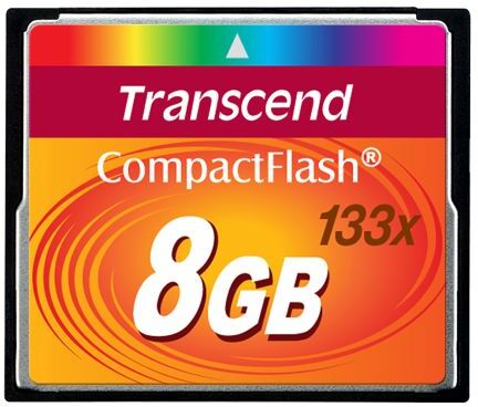 Transcend Scheda CompactFlash  CompactFlash 8 GB CF133 MLC -25 → +85°C, TS8GCF133