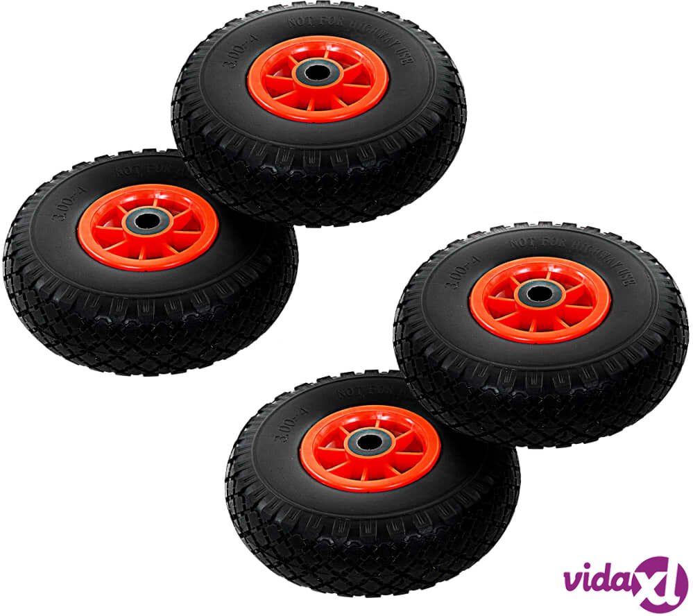 vidaXL Sack Truck Wheels 4 pcs Solid PU 3.00-4