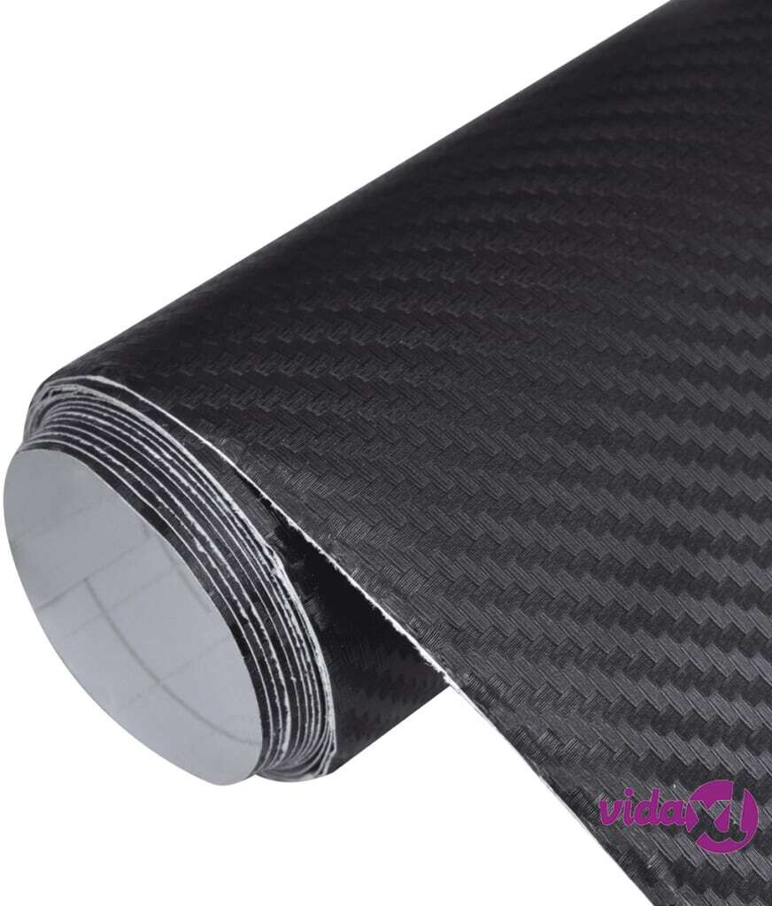 vidaXL Carbon Fiber Vinyl Car Film 3D Black 152 x 500 cm