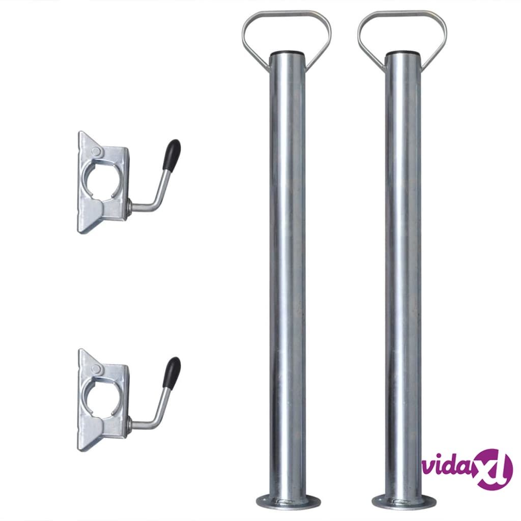 vidaXL 2 Support Tubes with 2 Split Clamps for 48 mm Jockey Wheel