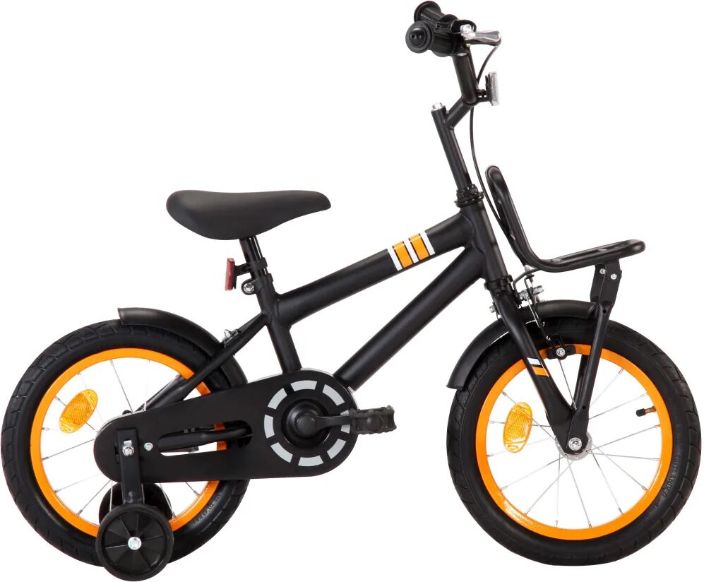 vidaXL Vélo d'enfant avec porte-bagages avant 14 pouces Noir et orange