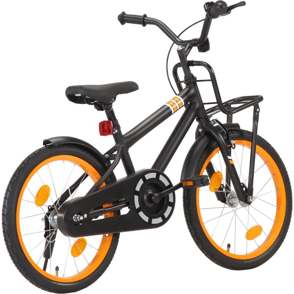 vidaXL Vélo d'enfant avec porte-bagages avant 18 pouces Noir et orange