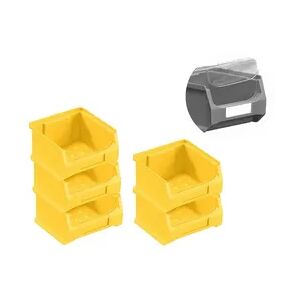 PROREGAL 5x Gelbe Sichtlagerbox 1.0 mit Abdeckung   HxBxT 6x10x10cm   0,4 Liter   Sichtlagerbehälter, Sichtlagerkasten