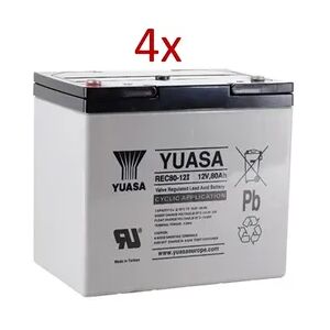 4x Yuasa Blei-Akku REC80-12I Pb 12V / 80Ah Zyklenfest, M6 Innengewinde