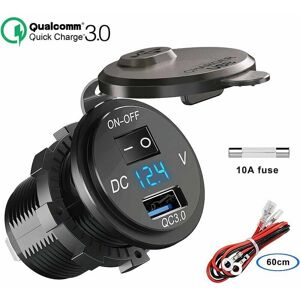 Tovbmup - qc 3.0 Auto usb Steckdose 12V/24V, Quick Charge 3.0 Autoladegerät Einbausteckdose Wasserdicht Zigarettenanzünder Adapter mit Schalter led