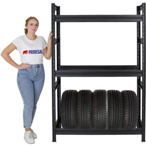 PROREGAL - PREISWERTE QUALITÄT Proregal Reifenregal dino HxBxT 180x120x50cm Fachlast 150kg bis zu 12 Reifen Schwarz - Schwarz