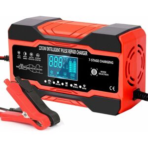 RHAFAYRE 10 Ampere Autobatterieladegerät, 12V/24V automatisches Batterieladegerät mit 7-Stufen-Ladefunktion und LCD-Bildschirm, intelligentes Ladegerät,