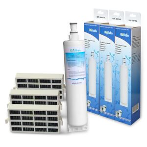EcoAqua 3x Bauknecht Wasserfilter SBS103, 484000008723, SBS003, 481281719155 kompatibel +3 Luftfilter