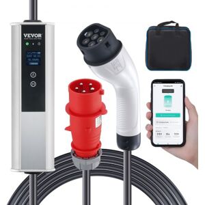 VEVOR Typ2 EV Ladekabel für Elektrofahrzeug 32A Ladegerät mit CEE 32 Stecker Wallbox 7,36kW(einphasig)/22kW(dreiphasig) 7,5m Ladekabel EV Ladestation 4 Stufen der Stromanpassung(16A/20A/24A/32A)