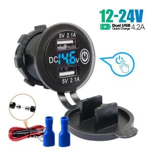 Yjmp Auto Parts 12–24 V Universal Dual Usb 4,2 A Auto Motorrad Boot Ladegerät Steckdose Mit Ein/aus-Taste Und Spannungsanzeige Modifiziert Auto Schnellladung Blaues Licht