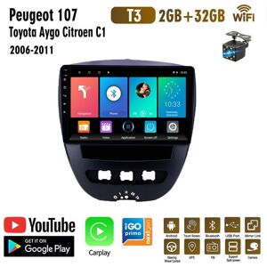 Baodandp Android 2 Din Auto-Multimedia-Player Für Peugeot 107 Toyota Aygo Citroen C1 2005-2014 Head Unit Stereo Carplay Gps Navigation Bt Wifi 2 + 32 Gb