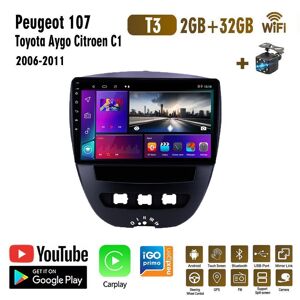 Icreative Android 2 Din Auto-Multimedia-Player Für Peugeot 107 Toyota Aygo Citroen C1 2005-2014 Head Unit Stereo Carplay Gps Navigation Bt Wifi 2 + 32 Gb