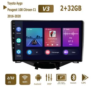 Icreative Android 2 Din Auto-Multimedia-Player Für Toyota Aygo Peugeot 108 Citroen C1 2016-2020 Head Unit Stereo Carplay Gps Navigation Bt Wifi